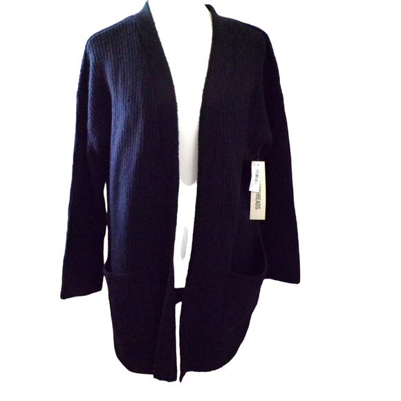 Amazon Goodthreads Black Ribbed Long Cardigan Sweater NWOT Size S - Picture 1 of 3